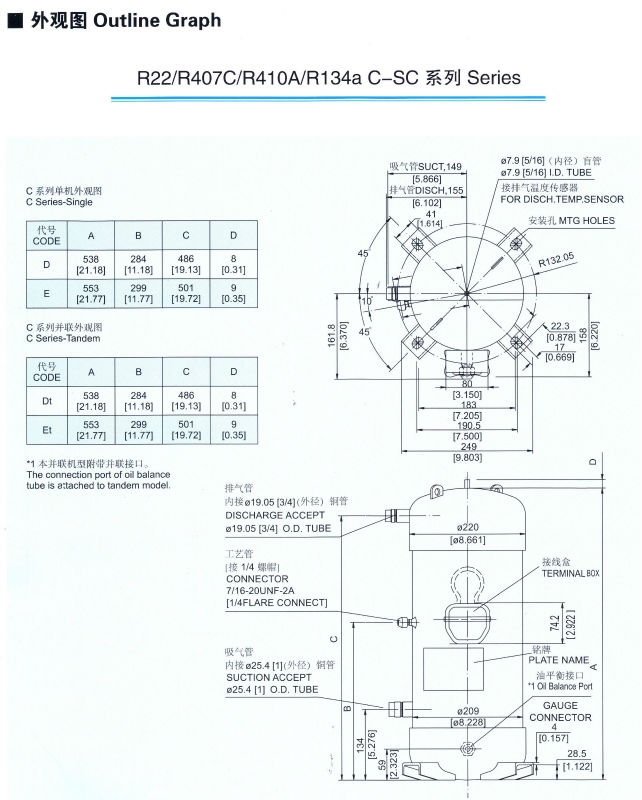 компрессор переченя 4.5ХП Р22-Б6 60ХЗ 208 -230В К-СБ353Х6Б